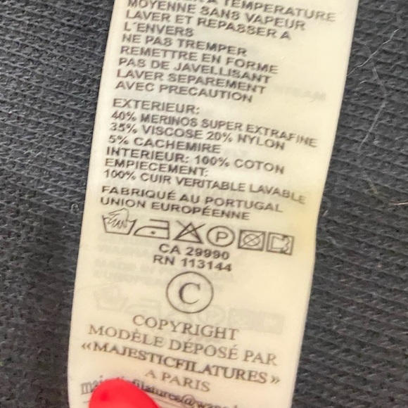 Majestic filatures black open front jacket knit leather fur & knit size small - Picture 8 of 9